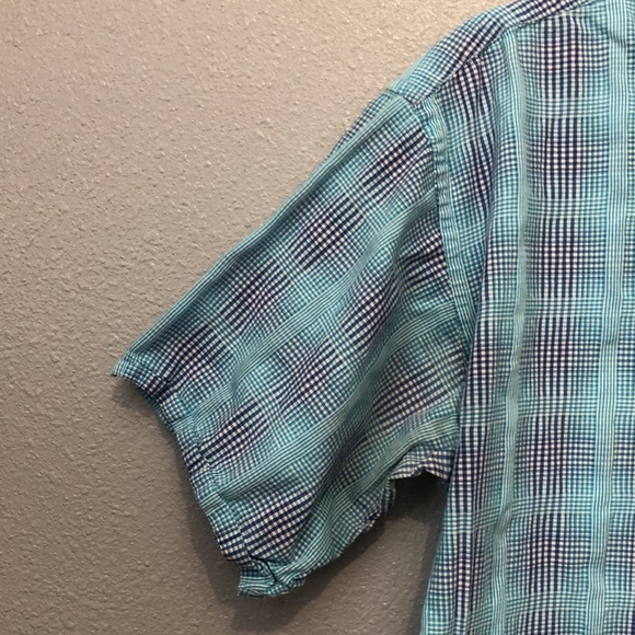 MMXIV plaid shirt Men's XL two tone blue 100% cotton business casual button up - Picture 3 of 10